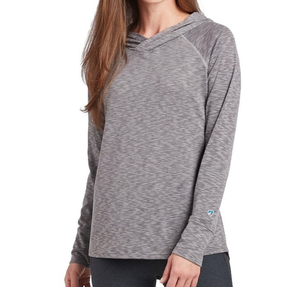 Kuhl Grey Striped Aspira Long Sleeve Hoodie